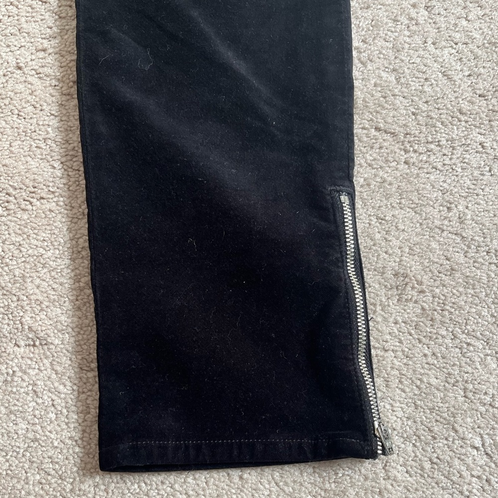 Ramy Brook Black Velvet Velveteen Ankle Zip Kate Pants Sz. 29 - Picture 4 of 7